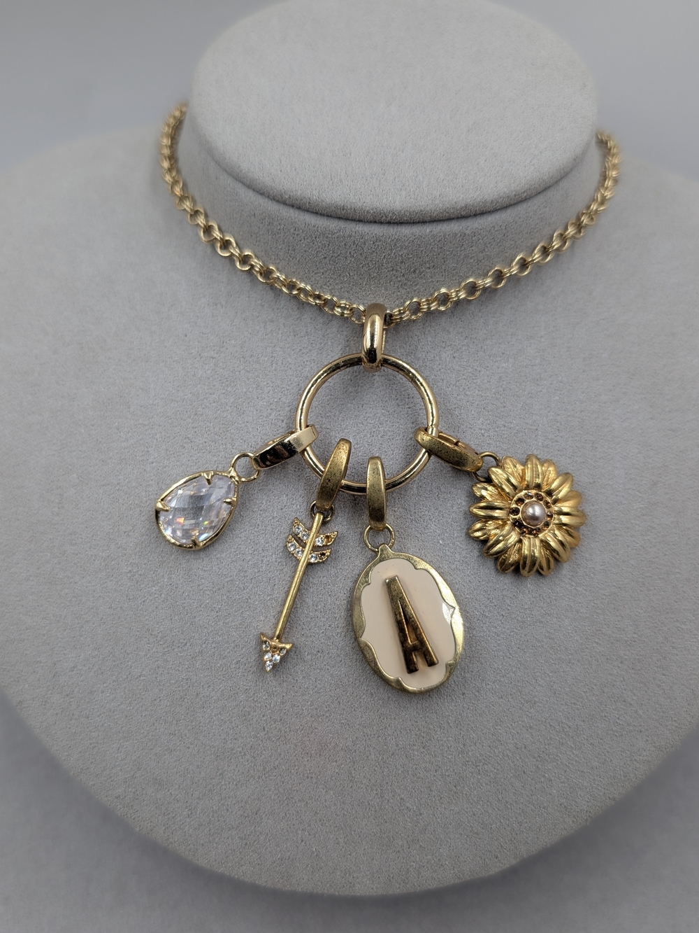 Spartina 449 Collector Charm Necklace Initial A 4 Removable Charms | 0247